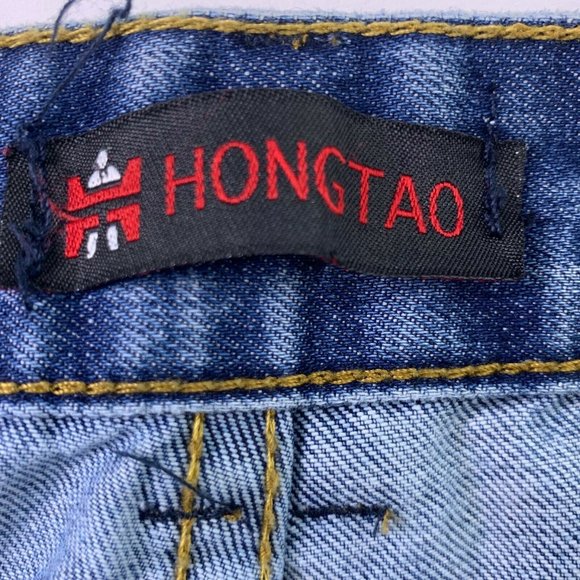 Hong Tao Distressed Blue Denim Men's Jeans Size 32 - Picture 3 of 5